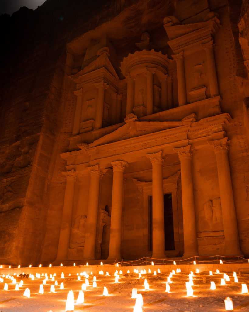 Petra by night lit up with candles