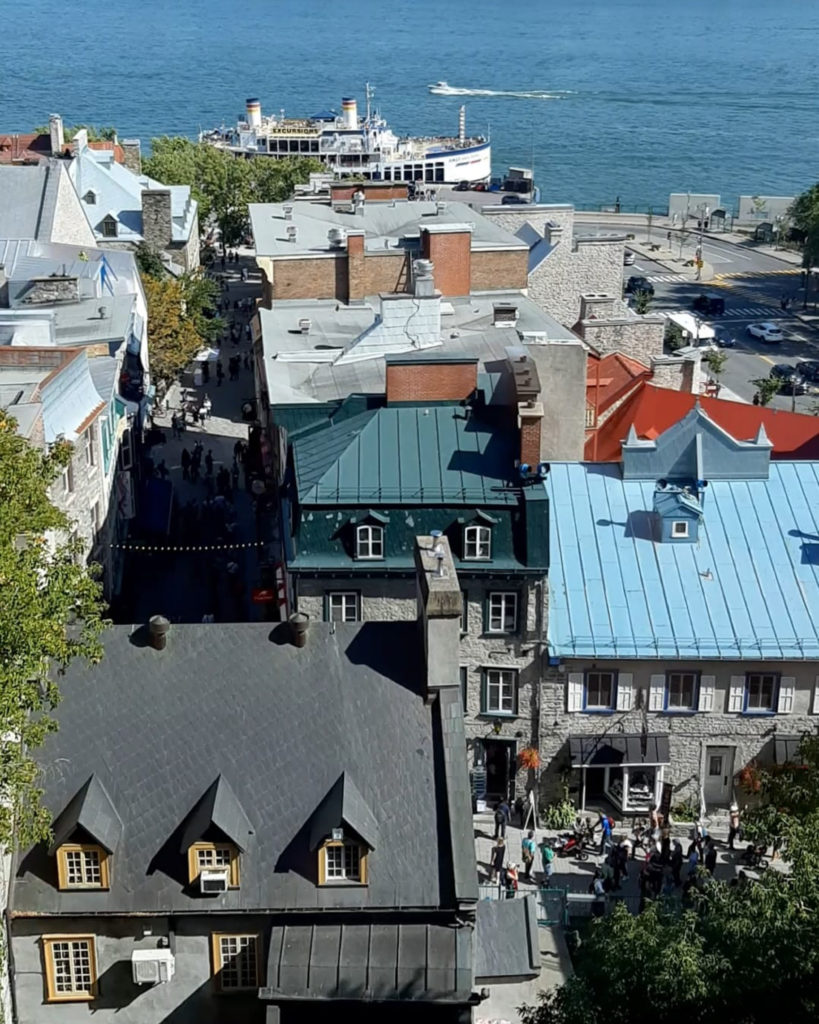 View from above on the old town of Québec City.