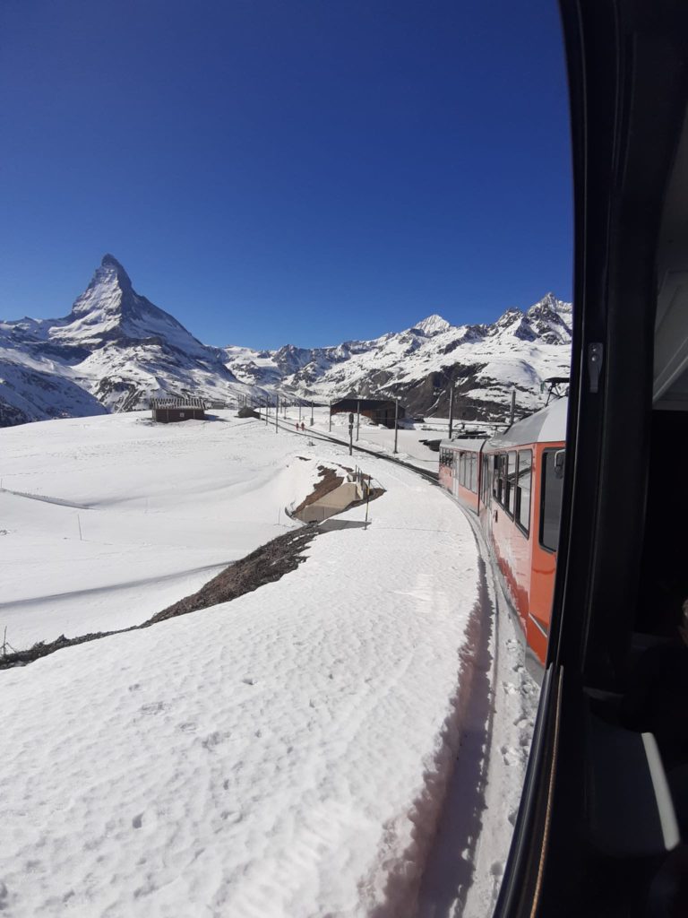 A train and the Matterhorn
