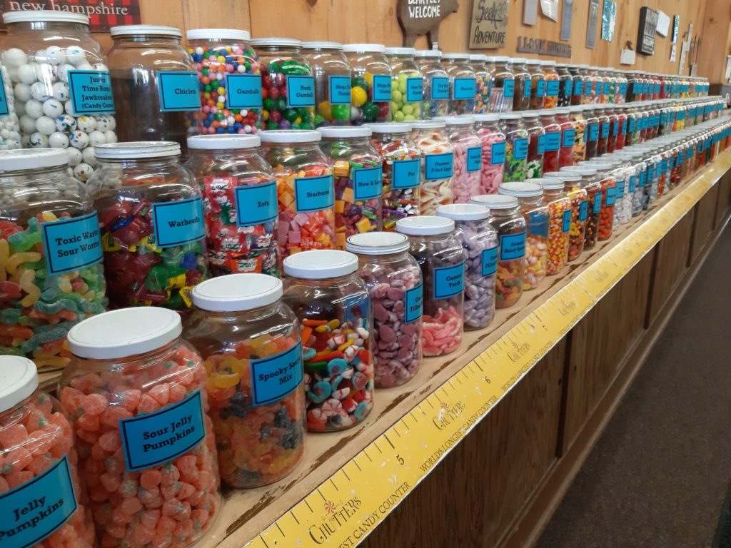 A row of candy jars