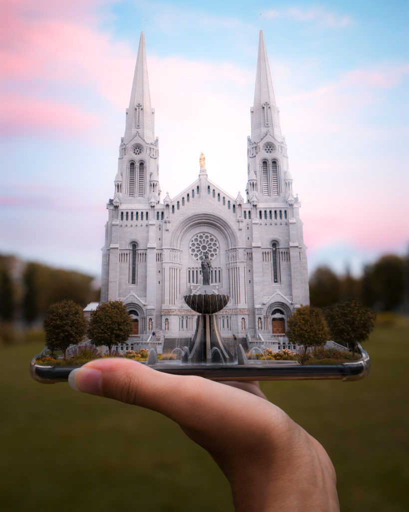 a church photoshopped on a phone