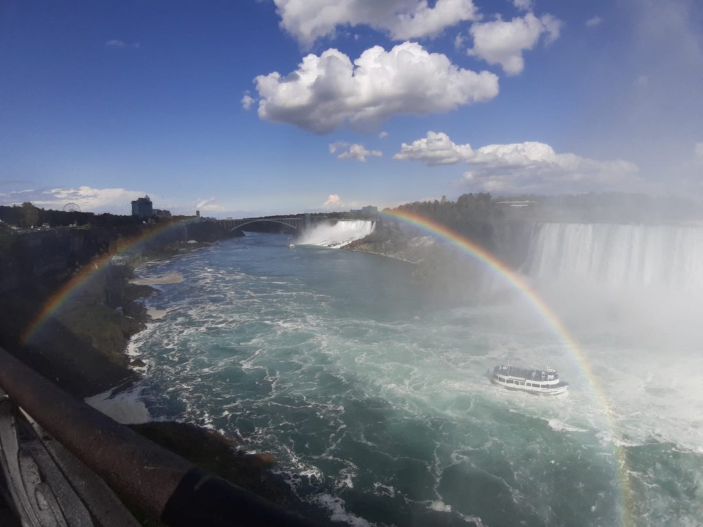 A rainbow above Niagara Falls